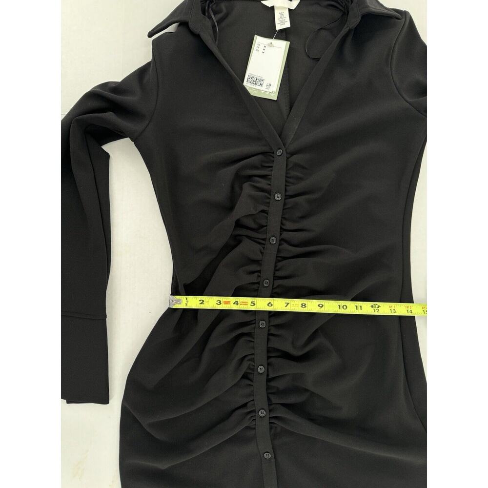 H&M Draped Dress Size M Shirt Button Down Rouched Gathered Dark Academia - Picture 12 of 16